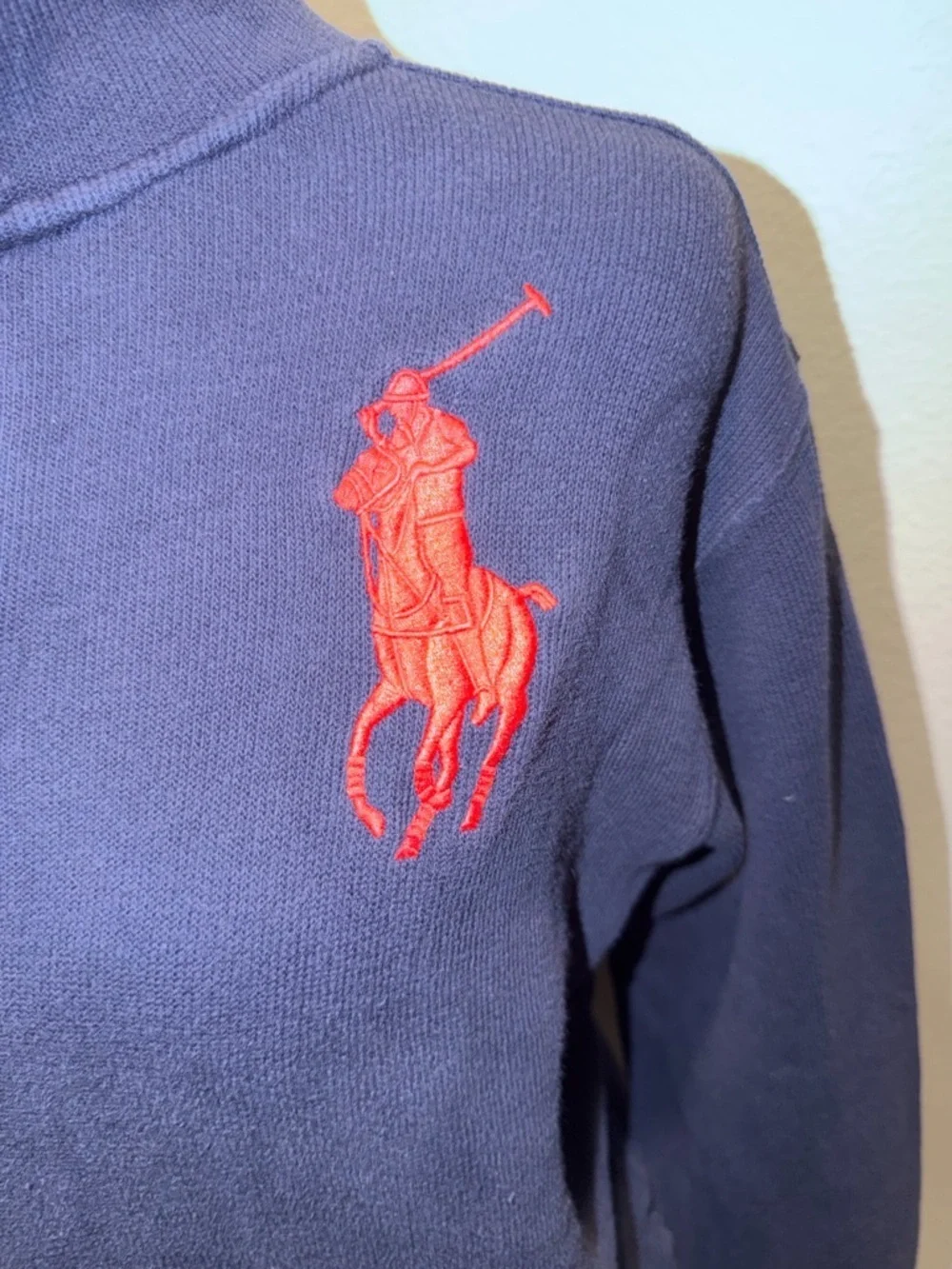 Vintage Polo by Ralph Lauren Navy Half-Zip Pullover with Red Pony